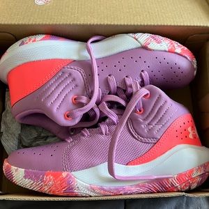 Under Armour kids basketball shoes.